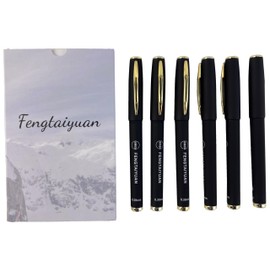 Fengtaiyuan 038P18x6, Black Gel Ink Roller Ball Pens, Black Ink, Ultra Fine 0.38mm, Writting Pens, Smooth, 6 Pack (038P18x6)