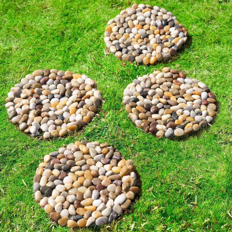 Natural River Rock Stepping Stones for Garden Walkway - Round