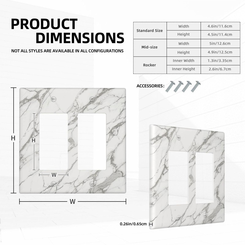Wpshijia Light Switch Cover White Grey Abstract Marble Minimalist Luxury