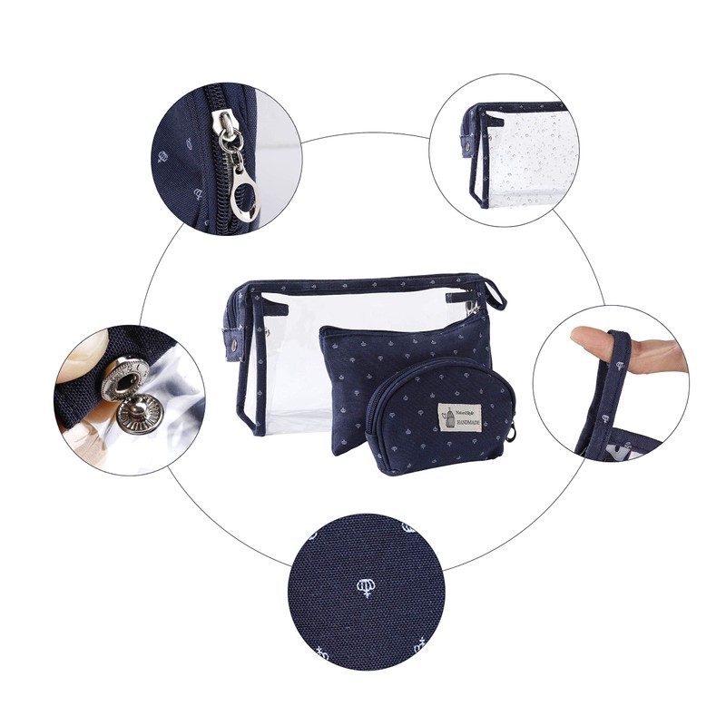 Toiletry Bag Transparent for Travel Pack of 3 Waterproof PVC