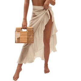 GORGLITTER Sarong Cloth Women's Opaque Bikini Skirt Summer Cover Up Wrap Skirt Sarong Pareo Wrap Beach Skirt Beach Dress, beige, M