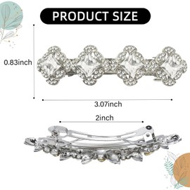 Vintage Austrian Hair Barrettes, Glitter Sparkly Crystal Flower Hair Clips French Vintage Barrettes, White Rhinestone Metal Hair Pins Hair Accessories for Women Girls (White)