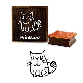Printtoo Sleeping Cat Design Square Wooden Rubber Stamp Scrap-Booking Block-2 x 2 Inches