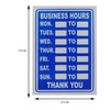3 x Business Hours Sign Blue High Contrast Opening Closing