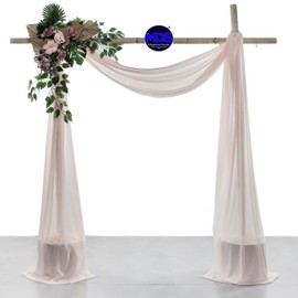 MDS Pack of 1 Panel (30" Width x 30ft Long) Wedding Arch Draping Fabric Sheer Chiffon Arbor Canopy Drapery for Wedding Ceremony Reception Decoration Party Ceiling Backdrop Curtain Swag - Nude