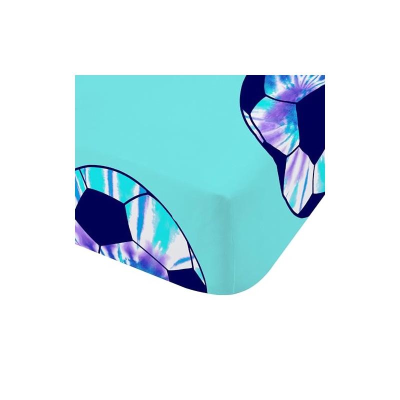 Catherine Lansfield Kids Tie Dye Football Single Fitted Sheet Blue