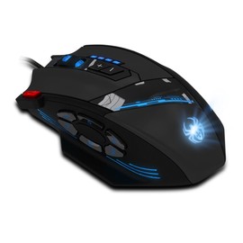 AFUNTA Zelotes C2 Mouse para gaming con 12 botones programables, láser, ajuste de doble velocidad, 8000DPI apto para interruptor nivel 4