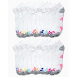 Avia Girls' Socks - 20 Pack Performance Cushion Quarter Cut Socks, Size Medium, White