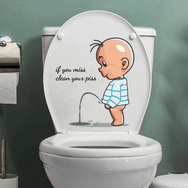 Doji Pee Wall Sticker Stylish Character Toilet Wall Sticker Stylish Art Cute Sticker Wall Sticker Decoration Bathroom Toilet Sticker Sticker PVC Waterproof Removable Room Decoration