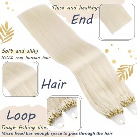 Ugeat Extensiones Cabello Natural 1gr 14in Rubio Blanco