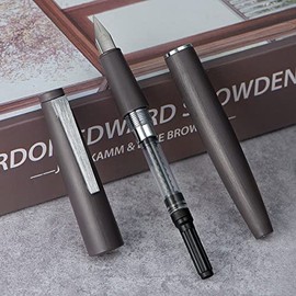 Jinhao 80 - Pluma estilográfica de fibra de carbono cepillada, punta extrafina, gris con clip plateado                                                