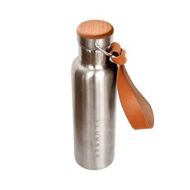 +LUMBER by Hacoa THERMO BOTTLE Stylish Thermo-Bottle with Leather Strap Combined with Stainless Steel Water Bottle (Cherry 600)