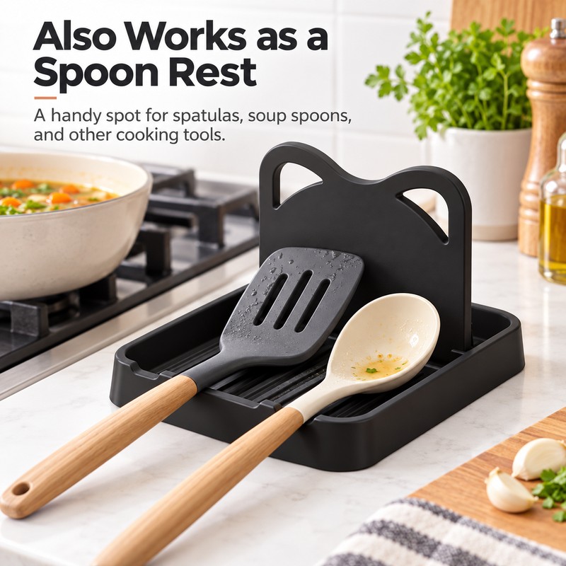 Pot Lid & Spoon Holder for Kitchen Counter – Multifunctional