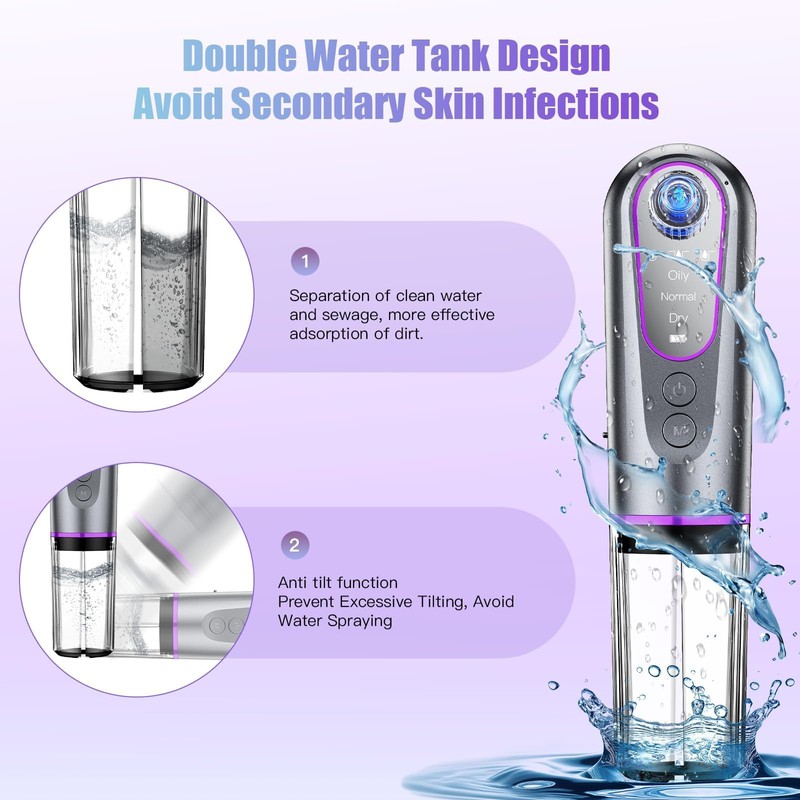 MMonDod Blackhead Remover Vacuum, 5 Probes Pore Sucker, 3 Modes,Grey