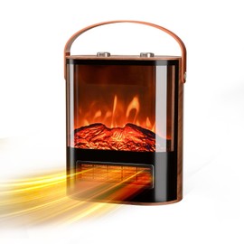 ROVSUN Electric Fireplace Heater for Indoor Use, 1500W Portable Fake Fireplace with 3D Realistic Flame, Adjustable Temperature, Overheat Protection & 4 Modes for Home Living Room Bedroom Office