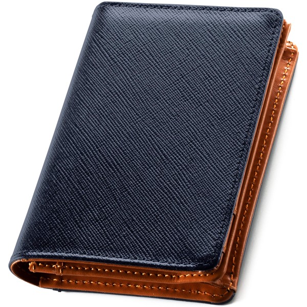 LUNICA Men's Business Card Holder, Genuine Leather, Luxury Saffiano Leather,