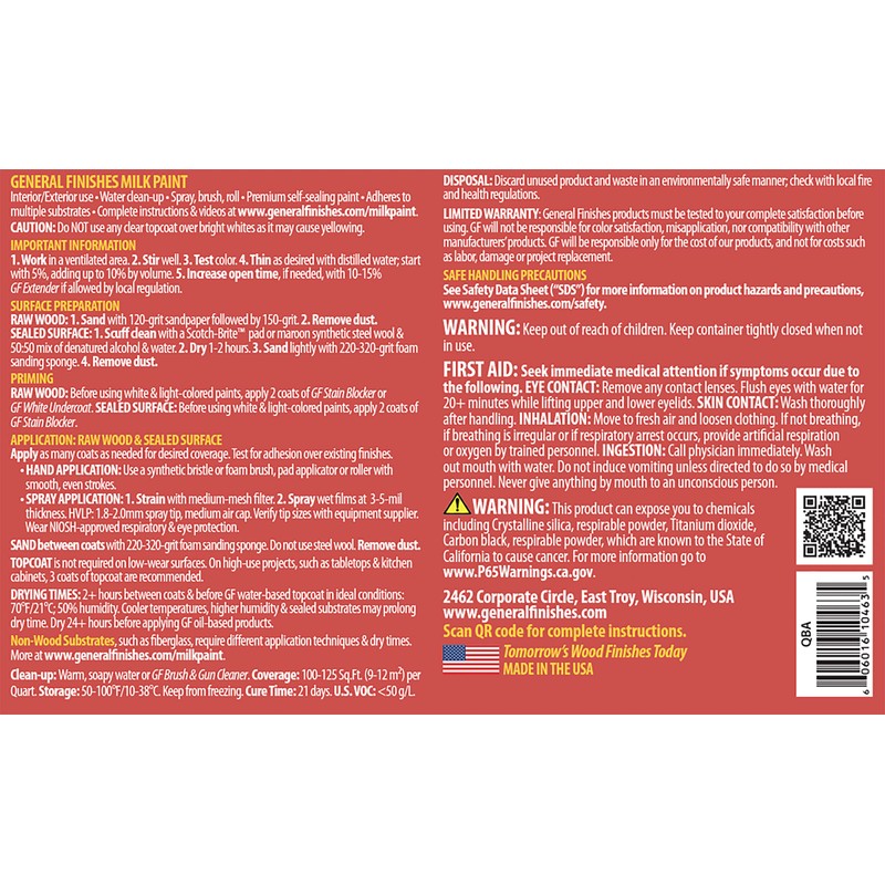 General Finishes Water Based Milk Paint, 1 Pint, Basil