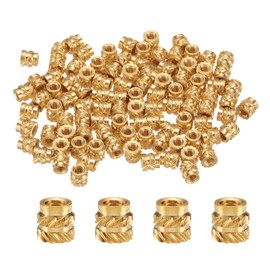 QUARKZMAN Pack of 50 M2 threaded inserts made of brass, melting thread M2 x 3.5 mm, diameter 3.5 mm, knurled inserts nuts, 3D printing brass nuts, female thread inserts