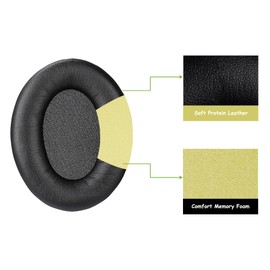 Aurivor Replacement Ear-Pads Cushions for Sony WH-1000XM4 Noice Canceling Headphones, Premium XM4 Ear Covers with Soft Protein Leather, Added Thickness （Black）