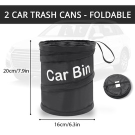 ZEPIQOR Pack of 2 car rubbish bins, car rubbish bin, car bin with lid, portable, foldable, for car, rubbish bin, waste paper basket, hanging storage box for travel