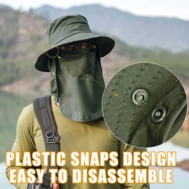 ehsbuy Fishing Hat Men's Wide Brim Mesh Tropical Hat Safari Hat Foldable Sun Hat with Face Cover Neck Flap, Army Green
