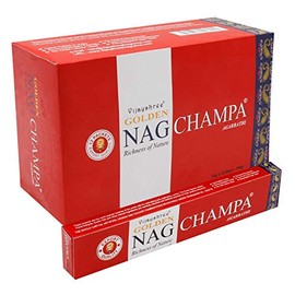 YesMandala 12 Boxes Golden Nag Champa Incense Sticks 180 Sticks