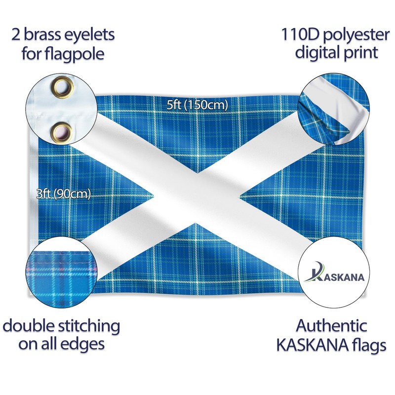 KASKANA Scottish Flag Tartan - St Andrews Saltire Flag -