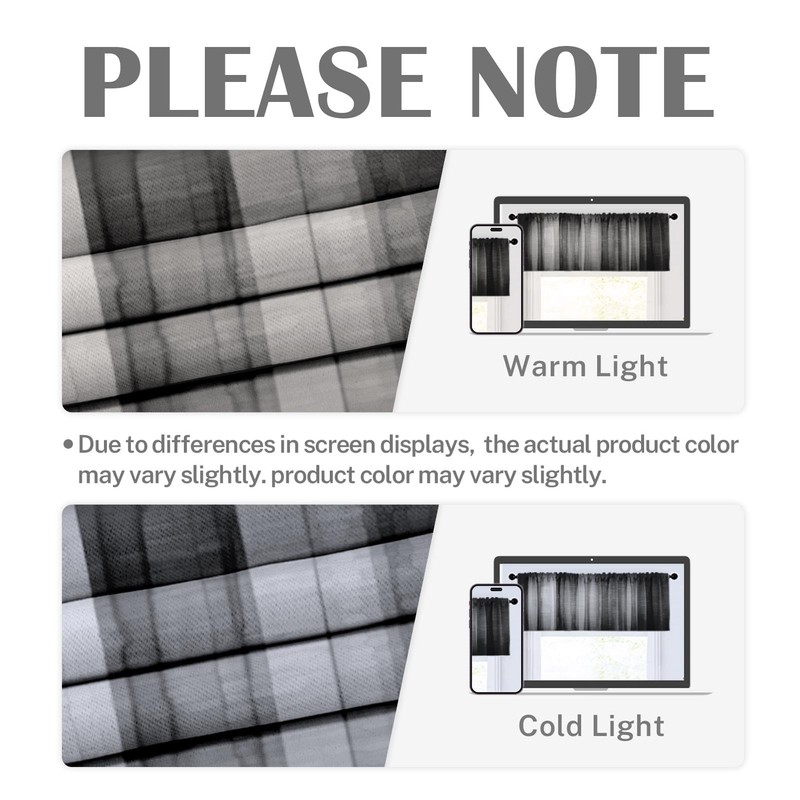 Emvency 2 Pack Dark Grey Valances Window Treatments, Gray Striped