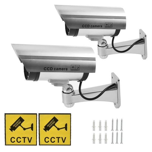 TIMESETL 2 Pack Silver Dummy Camera Waterproof Bullet Shape Fake