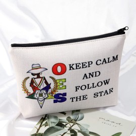 LEVLO Order of The Eastern Star Sorority Cosmetic Make Up Bag OES Sorority Gift Keep Calm And Follow The Star Makeup Zipper Pouch Bag For Women Girls(Follow The Star)
