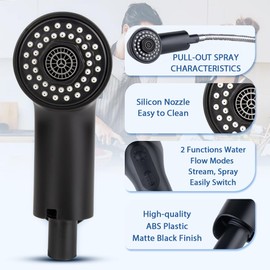 Pull Out Spray for Grohe Kitchen Faucet Parts 46298K00/46312KH0, Pull Out Spray Head, Faucet Head Replacement (Soft Black)