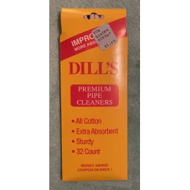 Dill's Premium Pipe Cleaners All Cotton Extra Absorbent sturdy 32 Count