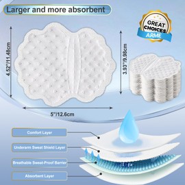 Arme Armpit Sweat Pads, 300 Pcs Large Underarm Sweat Pads for Men Hyperhidrosis Bulk, Disposable Sweat Pads for Under Arms, Bulk Armpit Patches, Armpit Protection for Dating Work Meeting