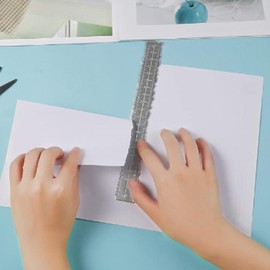 Qcwwy Paper Tearing Ruler, Carbon Steel, 3 Inch, Irregular Edges, Measuring Tool for DIY Card Making, Paper Craft