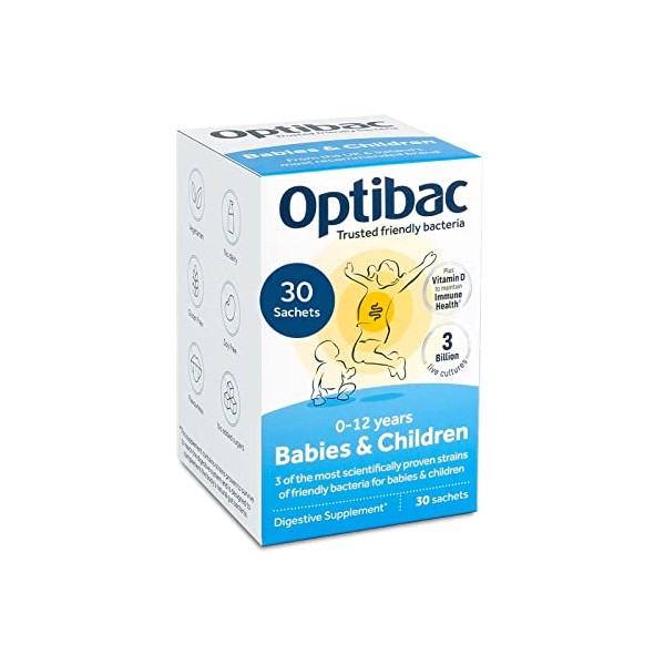Optibac Probiotics Babies & Children - Probiotic for Immune System Support with Vitamin D Booster & 3 Billion Bacterial Cultures - 30 Sachets
