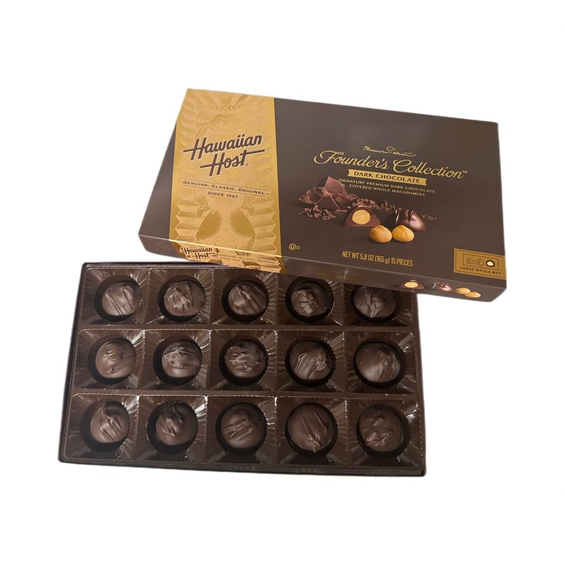 Hawaiian Host - Premium DARK CHOCOLATE Covered Whole Macadamia Nuts