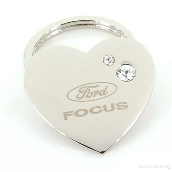 Ford Focus Heart Shape Keychain (Chrome)
