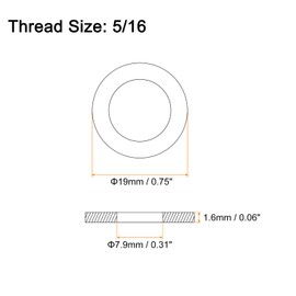 sourcing map 100Pcs 5/16 Flat Washer, 304 Stainless Steel 0.312" ID x 0.75" OD x 0.065" Thick for Bolt Screw, Factories Repair, Kitchens, Shops, and Outdoor Construction, Black