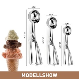 Ice Cream Scoop, Stainless Steel Ice Cream Scoop Large-Medium-Small Size Cookie Scoops for Baking Polished Stainless Steel Ice Cream Scoop 3pcs Different Sizes Ice Cream Spoon