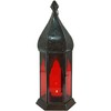 GURU SHOP Oriental Metal/Glass Lantern in Moroccan Design, Red, Colour: