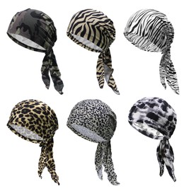 Scott Edward Turbantes elásticos de 3/6 Piezas para Mujer Africano Nudos diseño de impresión pañuelo para la Cabeza en la Playa turbante suave plisado para la cabeza