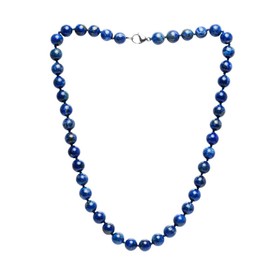 TreasureBay Womens Handmade Beaded Gemstone Necklace - 10mm Natural Gemstone Multicolour, Black, Green, Deep Rose Agate, Amethyst Necklace For Women, Girls (Lapis Lazuli)