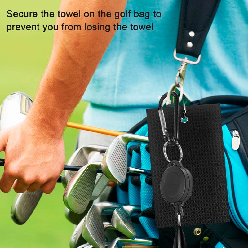AWAVM Golf Club Brush and Microfibe Towel Kit, with Carabiner