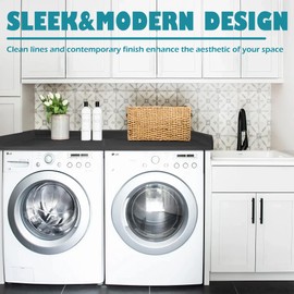 Royxen Washer and Dryer Countertop Solid Wood with Polyester Coating, Laundry Countertop with Edge Rails, 54" Length Univerysal Fit for Washer and Dryer (Black)