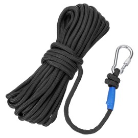 Rebower Nylon Anchor Rope with Hook,5/16"x49ft Hollow Braided Polypropylene Rope Cord Floating Line Boat Ropes,[for Docking Pool]-Black