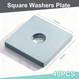 Yaocom Galvanized Square Washers Plate,3/8" Id, 1.61x 1.61,40 Pcs