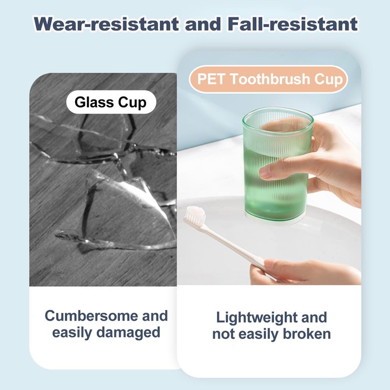 3 Pack Bathroom Tumbler Unbreakable Toothbrush Cups, Plastic Toothbrush Holder,
