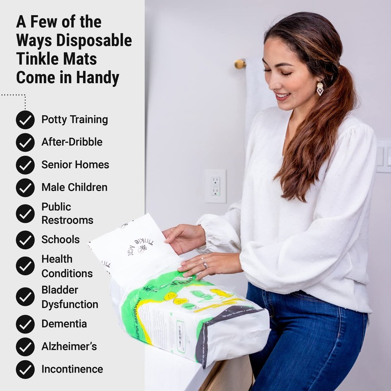 Tinkle Mat Disposable Toilet Commode Mat – Super Absorbent, Deodorizing