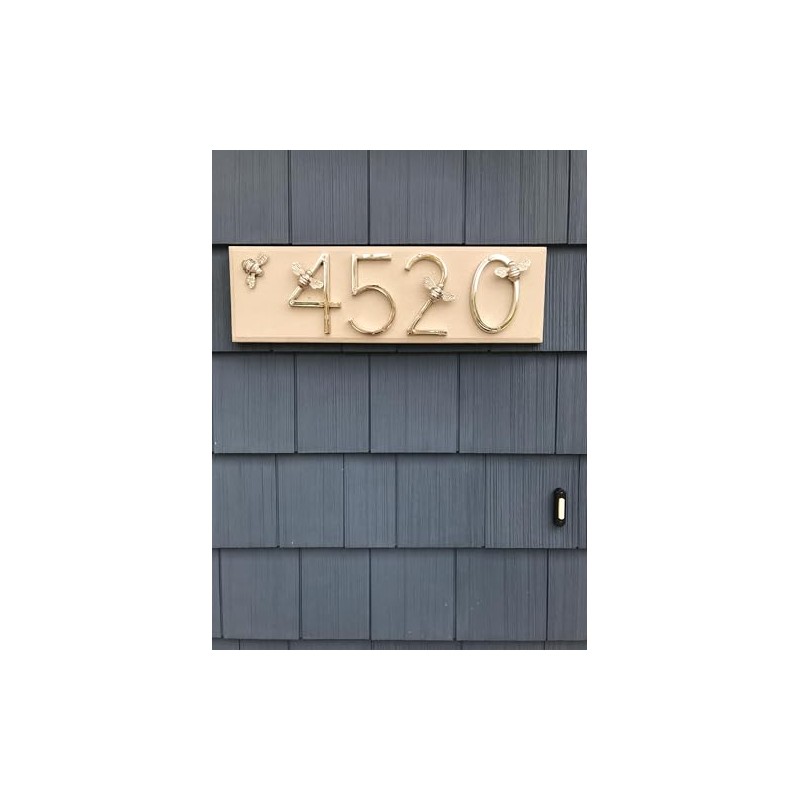 Gold Brass bee House Number with Bee design | 5