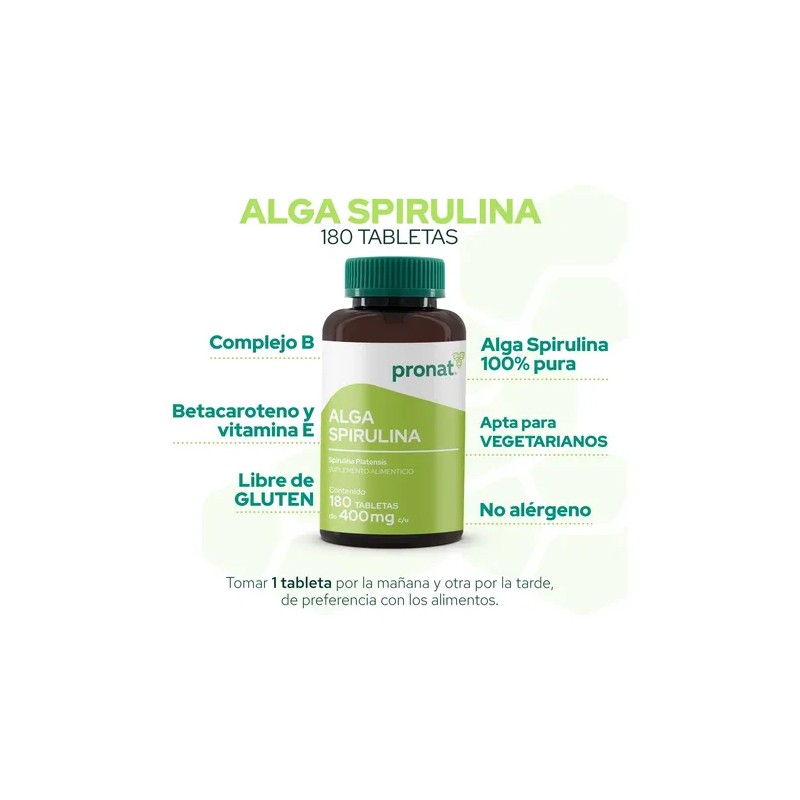 Suplemento Alga Spirulina (180 Tabletas) - Pronat